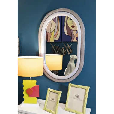 LUSTRO NA ŚCIANĘ Antony Aksamitne Szare/Mix 60x4x90 cm (WYMIAR LUSTRA 44,5x74,5 cm)